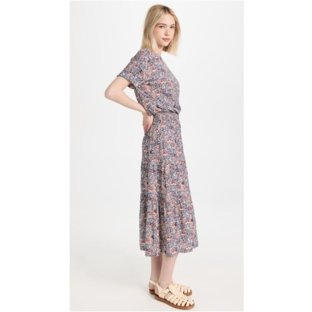 Nation LTD Martine Casual Peasant Cherry Blossom Drop Waist Maxi Dress Size S